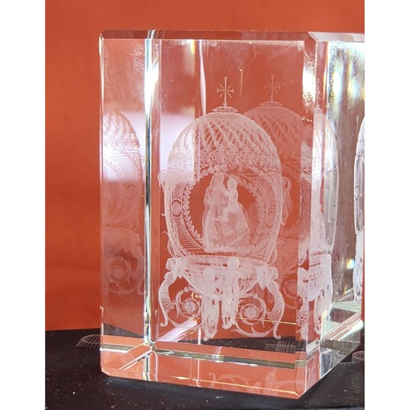 3D Crystal Mary Jesus Inside Egg Faberge Laser Etched Glass Paperweight Israel - Picture 4 of 11